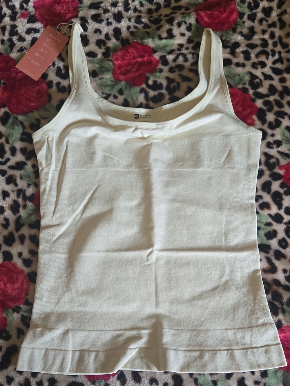 Women’s Compression Scoop Neck Cream Tank Top with Wide Straps